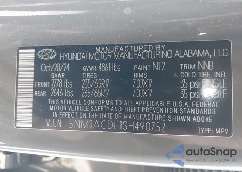 2025 Hyundai Tucson Se from USA, damaged, VIN 5NMJACDE1SH490752